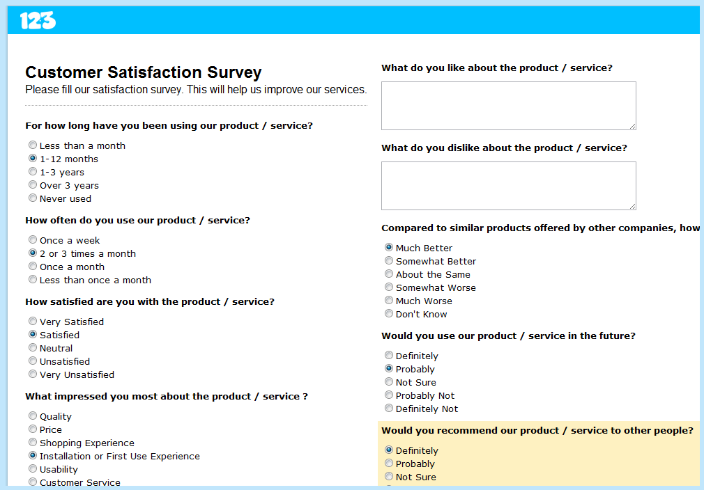 Sample external customer satisfaction survey questions ...